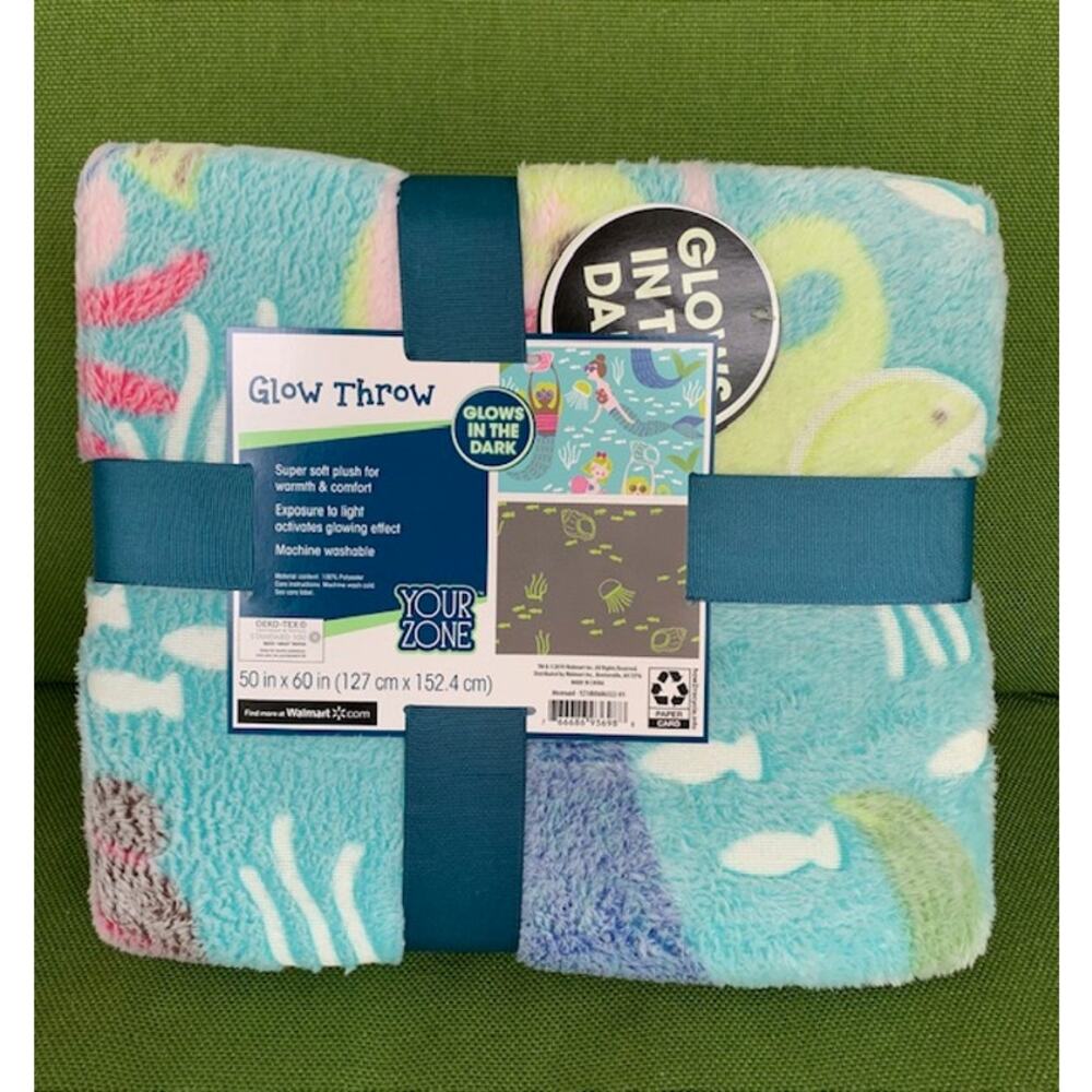 **NEW** Your Zone Glow in the Dark Throw, 50 X 60 Inch, Mermaid
